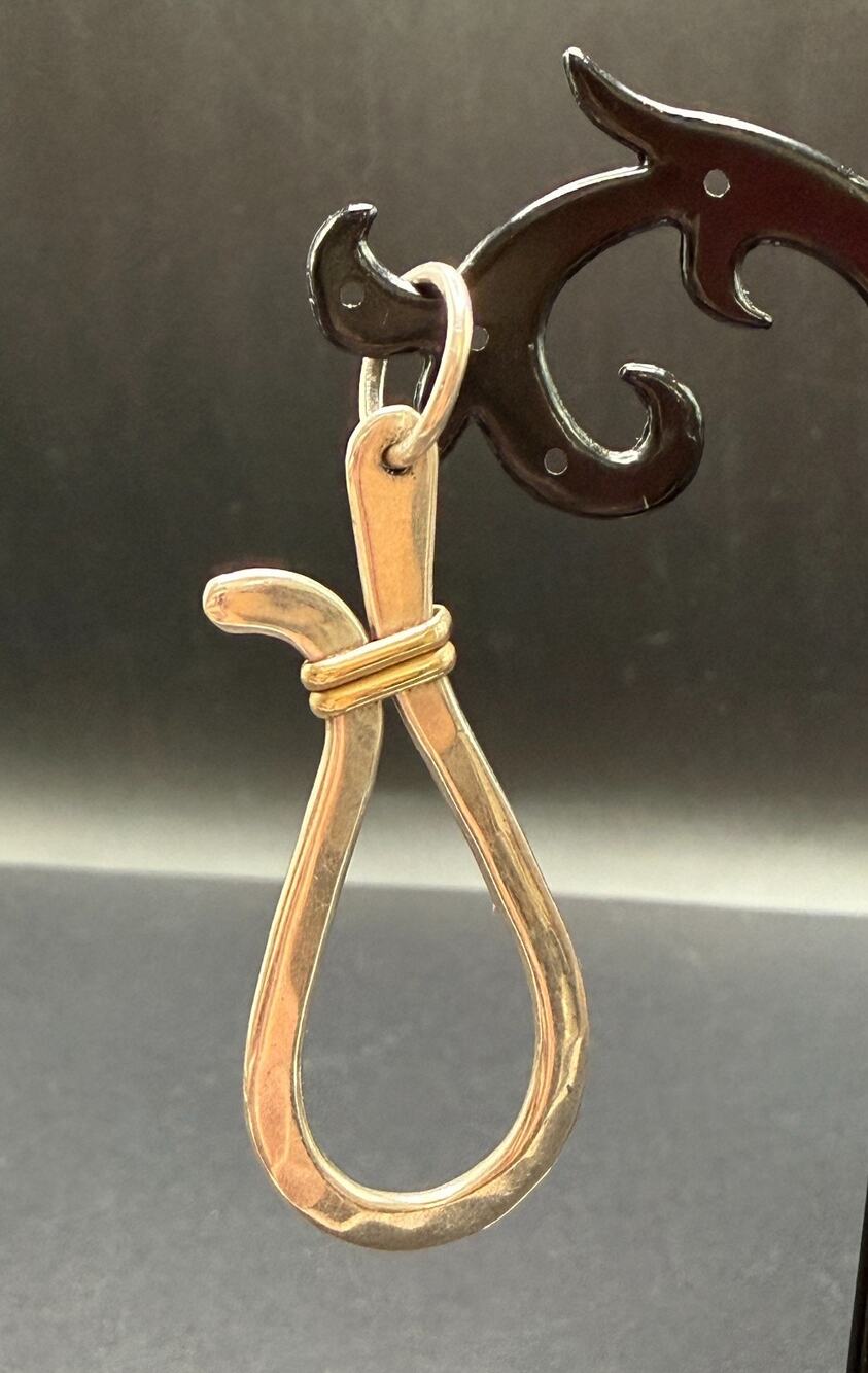 Sterling Silver & Gold Modernist Hangman's Noose Pendant 5.45g Vintage